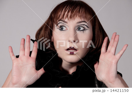 Close-up portrait of beautiful girl with chess makeup 14421150