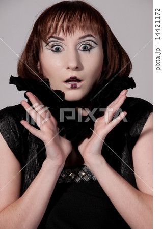 Close-up portrait of beautiful girl with chess makeup Close-up portrait of beautiful girl with chess makeup 14421172