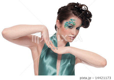 Close-up portrait of sprite girl with faceart 14421173