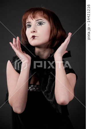 Close-up portrait of beautiful girl with chess makeup Close-up portrait of beautiful girl with chess makeup 14421216