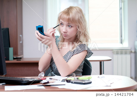 Closeup portrait of cute young business woman 14421704