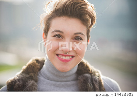 young beautiful short hair hipster woman 14423905