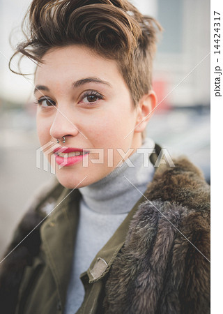 young beautiful short hair hipster woman 14424317