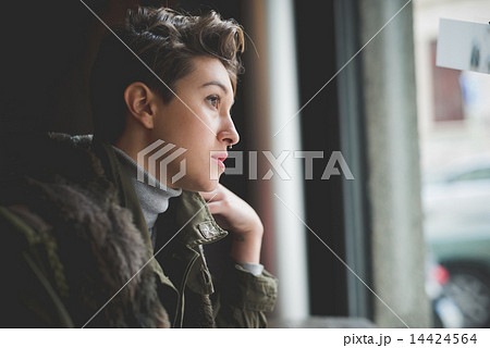 young beautiful short hair hipster woman 14424564