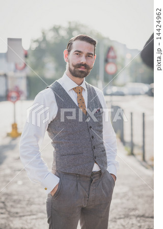handsome big moustache hipster man playing mandolin 14424962
