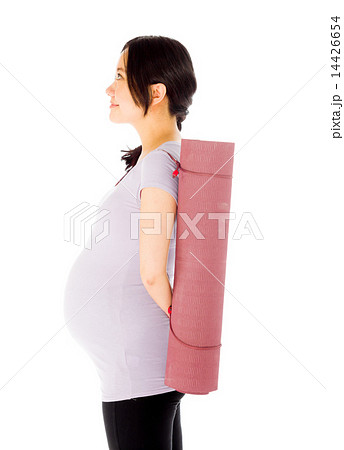 Pregnant asian woman isolated on white profile Pregnant asian woman isolated on white profile 14426654