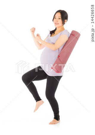 Pregnant asian woman isolated on white happy Pregnant asian woman isolated on white happy 14426658