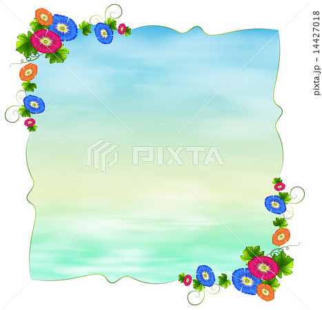 An empty template with blooming flowers 14427018