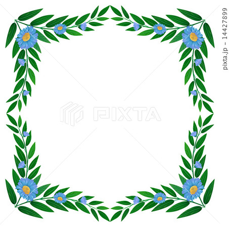 A frame made of green plants with flowers A frame made of green plants with flowers 14427899
