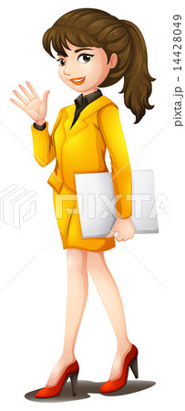 A confident woman wearing a yellow uniform A confident woman wearing a yellow uniform 14428049