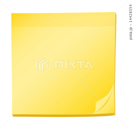 A topview of a pad of yellow post-it 14428354