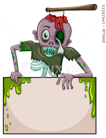 A zombie holding an empty signboard 14428553
