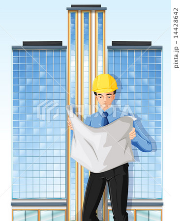 An engineer in front of a tall building An engineer in front of a tall building 14428642