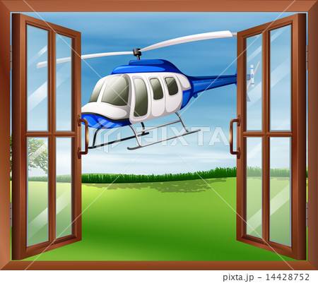 A window with a view of the chopper outside A window with a view of the chopper outside 14428752