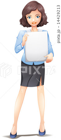 A businesswoman standing with an empty signboard 14429213