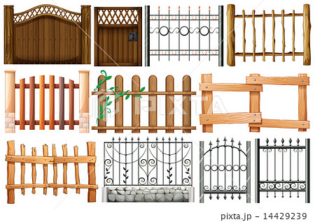 Different Designs Of Fences And Gatesのイラスト素材