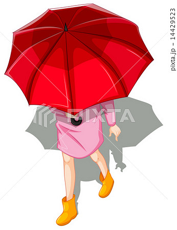 A topview of a woman using umbrella A topview of a woman using umbrella 14429523