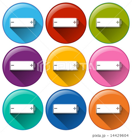 Battery icons showing the positive and negative sign 14429604