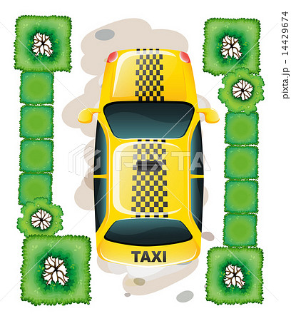 A topview of a yellow taxi 14429674