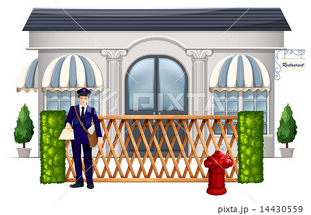 A delivery man outside the restaurant 14430559