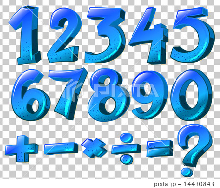 Numbers and math symbols in blue color Numbers and math symbols in blue color 14430843