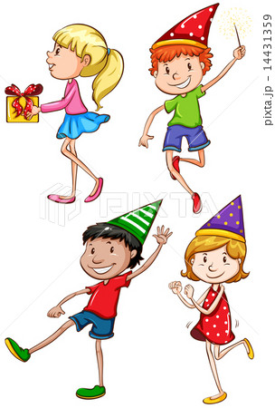 A coloured sketch of the kids celebrating A coloured sketch of the kids celebrating 14431359