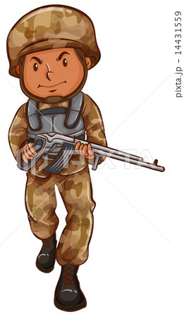 A drawing of a soldier with a gun 14431559