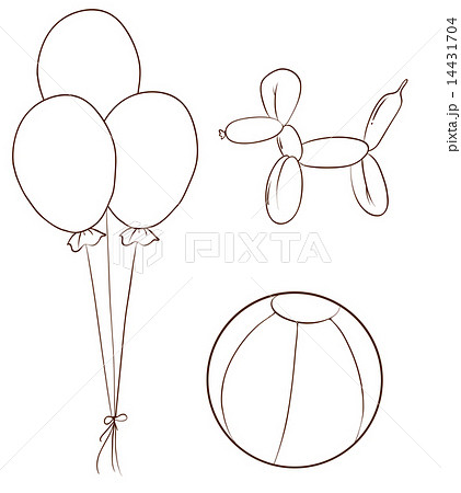 Simple sketches of the balloons and a ball 14431704
