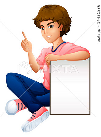 A boy with an empty whiteboard 14431836