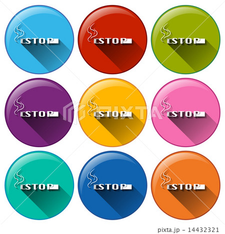 Round buttons with a stop smoking template 14432321