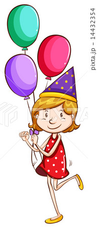A simple drawing of a young girl with balloons A simple drawing of a young girl with balloons 14432354