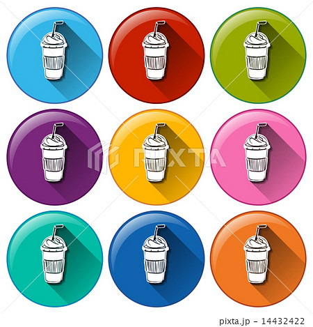 Rounded icons with cold refreshing drinks 14432422