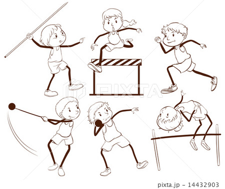 A plain outline of kids engaging in different activities A plain outline of kids engaging in different activities 14432903