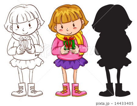 A little girl holding a gift A little girl holding a gift 14433405