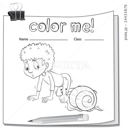 A worksheet showing a boy and a snail 14433876