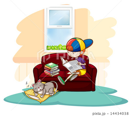 Boy studying inside the house Boy studying inside the house 14434038
