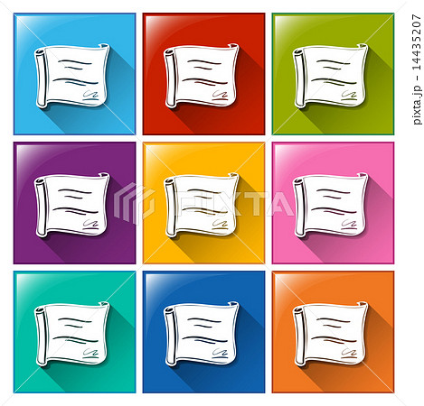 Colourful square buttons with certificates 14435207
