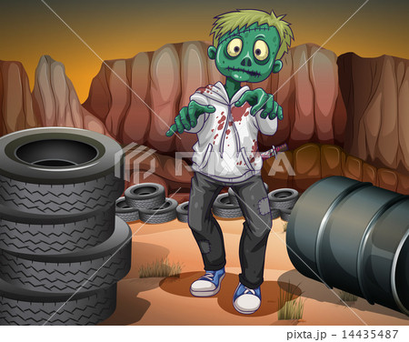 A scary zombie in the desert 14435487