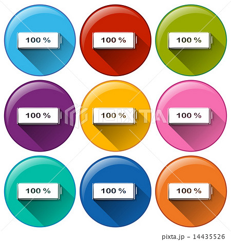 Round icons with fully charged batteries 14435526