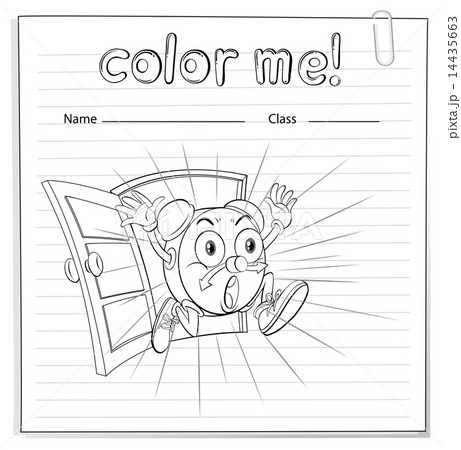 Coloring worksheet with a clock 14435663
