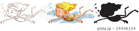 Sketches of a young girl swimming 14436154