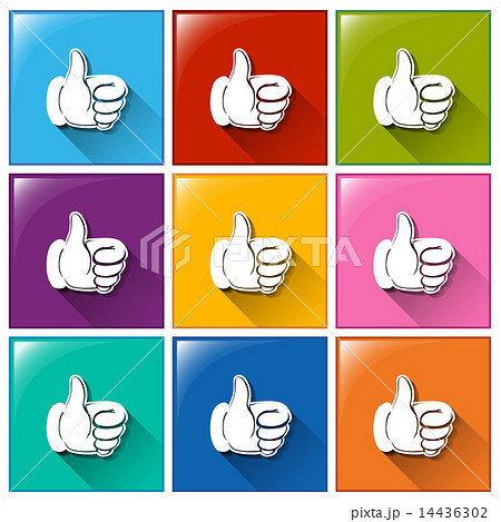 Buttons with hands showing an approve sign 14436302