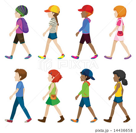 Fashionable teenagers walking 14436658