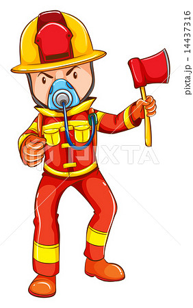 A simple coloured sketch of a fireman 14437316