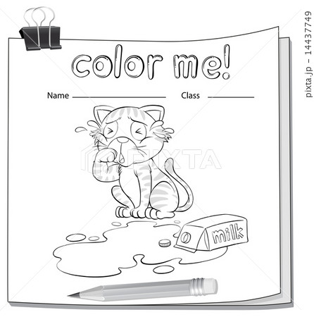 Coloring worksheet with a crying cat Coloring worksheet with a crying cat 14437749