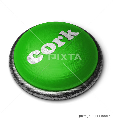 cork word on green button isolated on white 14440067