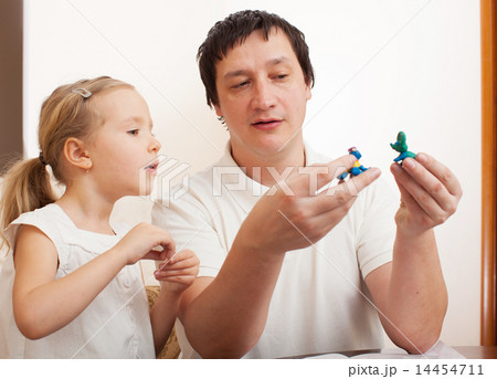 Girl and dad molded from clay toys 14454711
