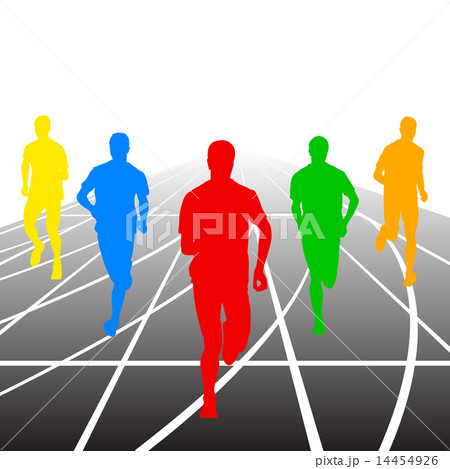 Set of silhouettes. Runners on sprint, men. Set of silhouettes. Runners on sprint, men. 14454926
