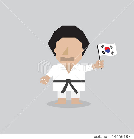 Taekwondo Man With South Korean Flag Taekwondo Man With South Korean Flag 14456103