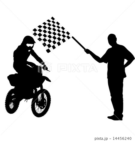 Black silhouettes Motocross rider on a motorcycle Black silhouettes Motocross rider on a motorcycle 14456240